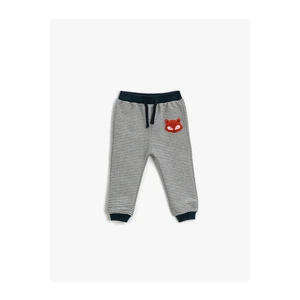 Koton Jogger Sweatpants Fox Plush Applique Detailed Tie Waist.