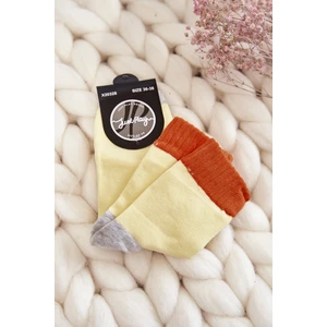 Women's smooth cotton socks yellow