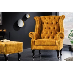 Chesterfield kreslo MIDAS Dekorhome Horčicová,Chesterfield kreslo MIDAS Dekorhome Horčicová