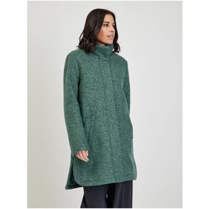 Zelený dámský žíhaný kabát s příměsí vlny Tom Tailor Denim - Dámské