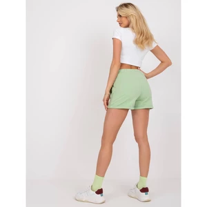 Basic pistachio shorts with a high waist