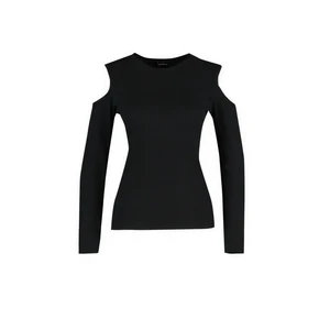 Trendyol Curve Black Crew Neck Cutout Detailed Knitted Blouse