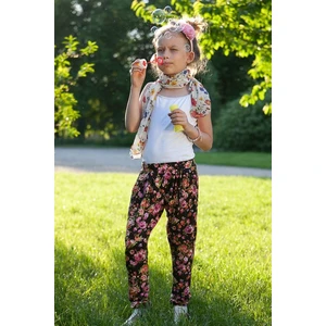 Girls' Black Flowered Pants
