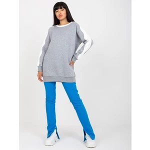 Basic grey-white sweatshirt tunic made of cotton RUE PARIS