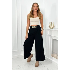 Viscose trousers with wide legs black