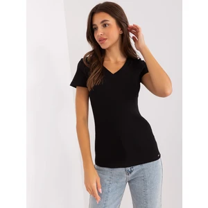 Basic black blouse with ribbed cut