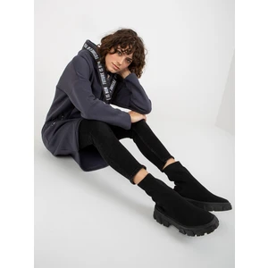 Graphite long sweatshirt with zipper oversize