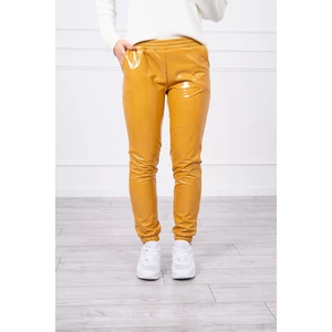 Double-layer trousers with velor mustard