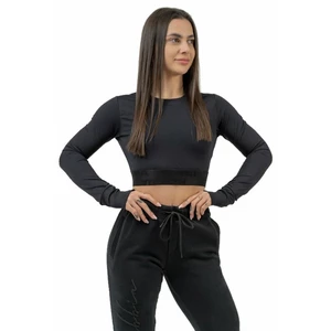 Nebbia Long Sleeve Crop Top INTENSE Perform Black L Fitness T-Shirt