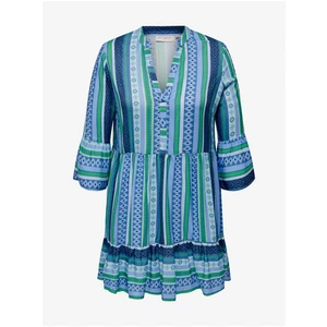 Modré dámské pruhované šaty ONLY CARMAKOMA Marrakesh - Dámské