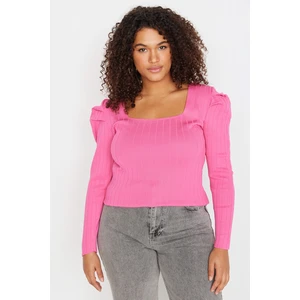 Trendyol Curve Pink Watermelon Sleeve Knitwear Blouse