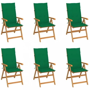 Záhradná stolička 6 ks teak / látka Dekorhome Zelená,Záhradná stolička 6 ks teak / látka Dekorhome Zelená