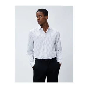 Koton Classic Collar Shirt with Geometric Details, Slim Fit