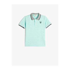 Koton Polo T-Shirt with Short Sleeves and Buttons, Embroidered Detail Cotton.