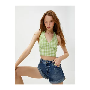 Koton Crop Top - Green - Plaid
