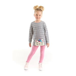 Denokids Cat Unicorn Girl Child Knitted Tunic Pink Leggings Set.