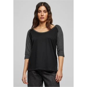 Women's 3/4 contrast raglan t-shirt black/charcoal