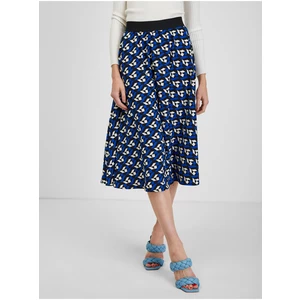 Orsay Blue Pleated Patterned Skirt - Women
