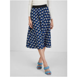 Orsay Blue Pleated Patterned Skirt - Women