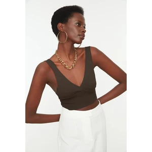 Trendyol Brown Double Breasted Collar Blouse