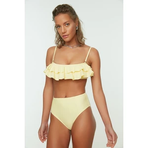Trendyol Yellow High Waist Cup Stitched Bikini Bottoms