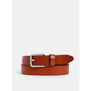 Tmavě hnědý kožený pásek Jack & Jones Lee - Pánské