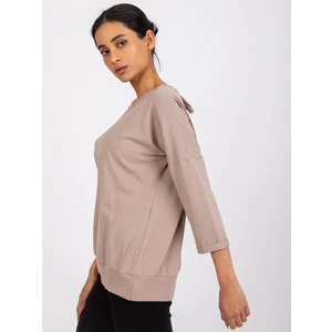 Dark beige blouse with lace Wioleta RUE PARIS