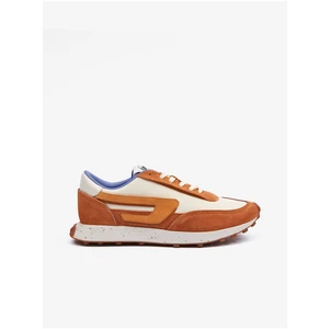 Men's Brown-Cream Sneakers with Suede Details Diesel Racer - Men's