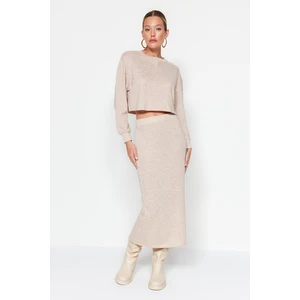 Trendyol Light Beige Top and Bottom Set with a soft, soft fabric