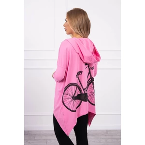 Sweatshirt with a bicycle print light pink