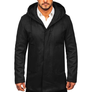 Černý pánský zimní kabát s kapucí Bolf 79B3-197