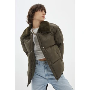 Trendyol Khaki Oversize Collar Plush Detailed Inflatable Coat