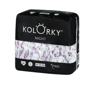 Kolorky Night Unicorn EKO pleny pro kompletní ochranu v průběhu noci velikost L 8-13 Kg 19 ks