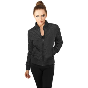 Women's Diamond Quilt Nylon Jacket Black