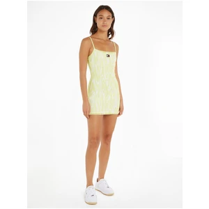 White and Yellow Women Patterned Dress Tommy Jeans Psychedelic Mesh - Women