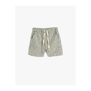 Koton Linen Shorts with Pocket Elastic Waist, Conjoined Cotton