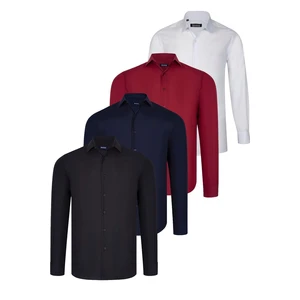 QUAD SET G726 DEWBERRY SHIRT-BLACK-WHITE-NAVY BLUE-BURGUNDY