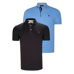 DUAL SET T8582 DEWBERRY MENS T-SHIRT-BLACK-LIGHT BLUE