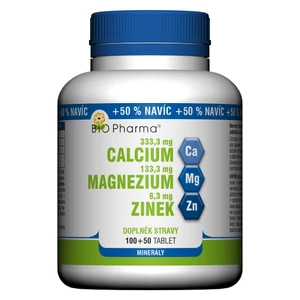 Bio Pharma Kalcium + magnesium + zinek tablety pro normální funkci imunitního systému, stavu kostí a činnosti svalů 150 tbl