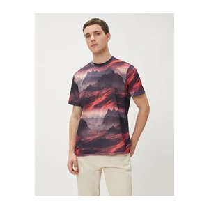 Koton T-Shirt with an Abstract Print Crew Neck Short Sleeve