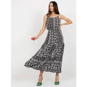 SUBLEVEL black patterned maxi dress with frills