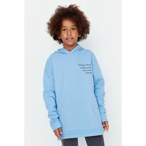 Trendyol Light Blue Great Wave Licensed Printed Boy Knitted Thick Sweatshirt