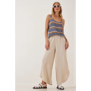 Happiness İstanbul Women's Cream Sweatshirts With Side Slits, Arobin Baggy Pants