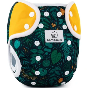 Bamboolik DUO Diaper Cover prateľné vrchné nohavičky na patentky Emerald Forest + Saffron