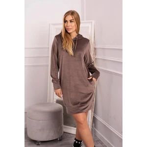 Velour dress with mocca hood