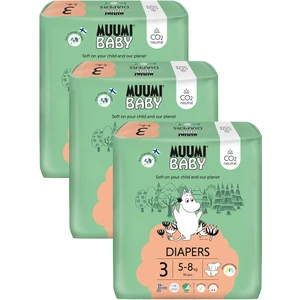 MUUMI Baby 3 Midi 5-8 kg (150 ks), mesačné balenie eko plienok