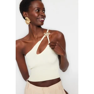 Trendyol Ecru Knitwear Accessorized Blouse with Window/Cut Out Detail