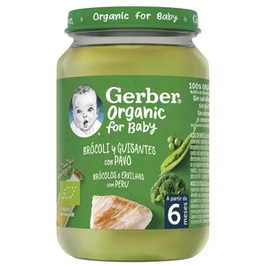 GERBER Organic brokolica s hráškom a morčacím mäsom 190 g