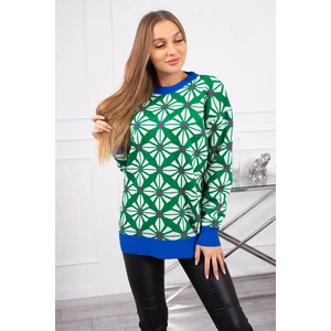 Sweater with a geometric green motif