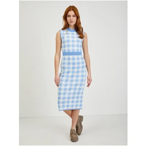 Light blue ladies checkered sweater midishdresses ORSAY - Ladies